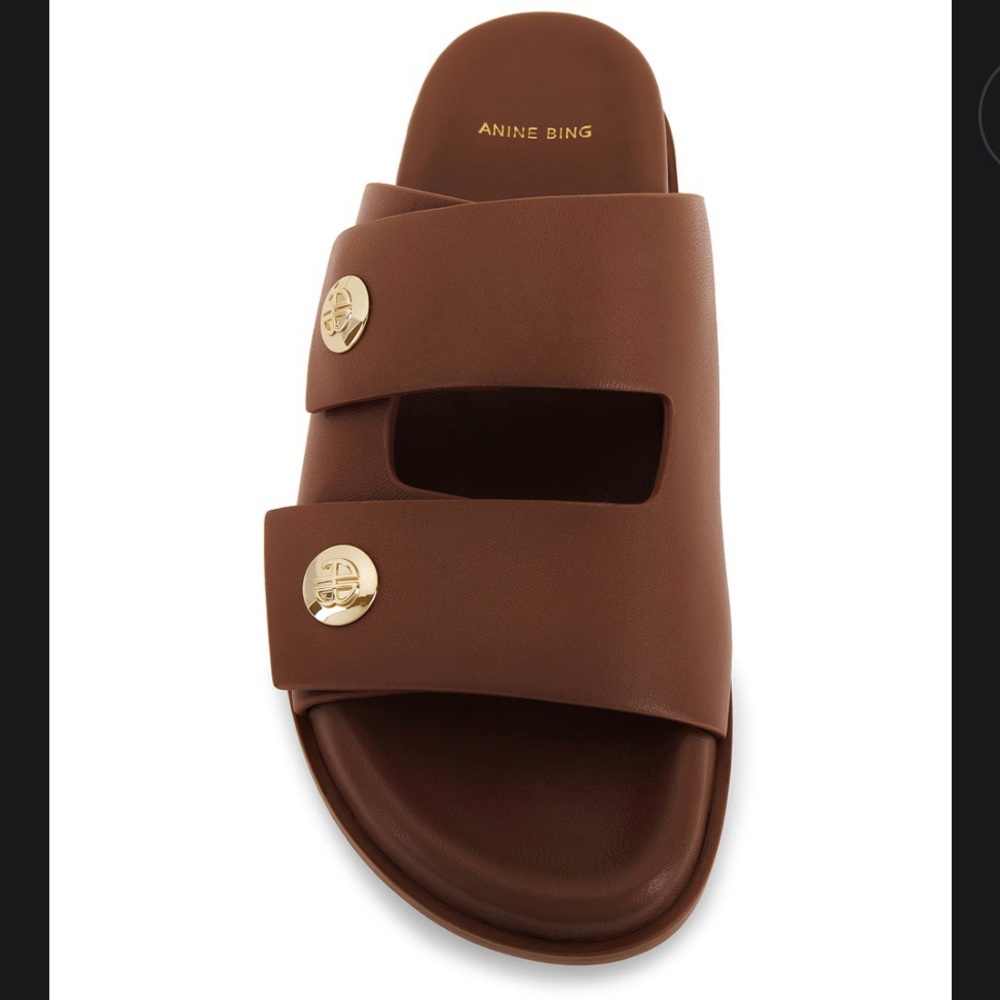 Anine Bing Ella Slides in Cognac (37)